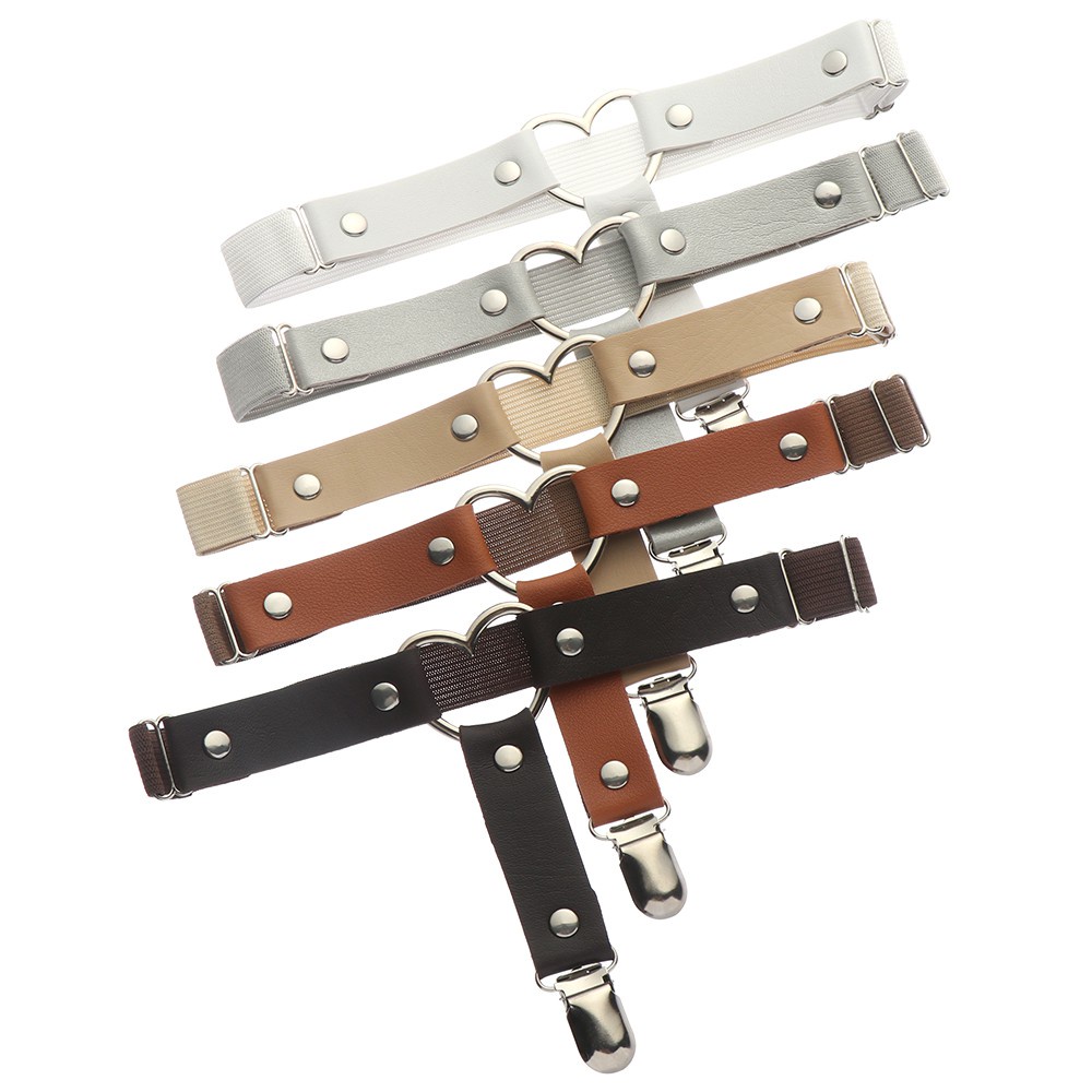 Đai Nịt Bít Tất Bằng Da Pu Co Giãn Màu Đen Phong Cách Harajuku Thời Trang Cho Nữ