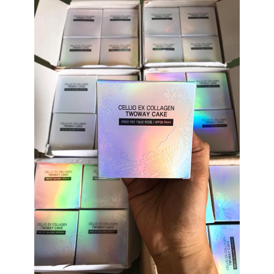 Phấn phủ siêu mịn chống nắng Cellio Ex Collagen twoway cake SPF 30 – Hàn Quốc - TẶNG KÈM 1 LÕI | BigBuy360 - bigbuy360.vn