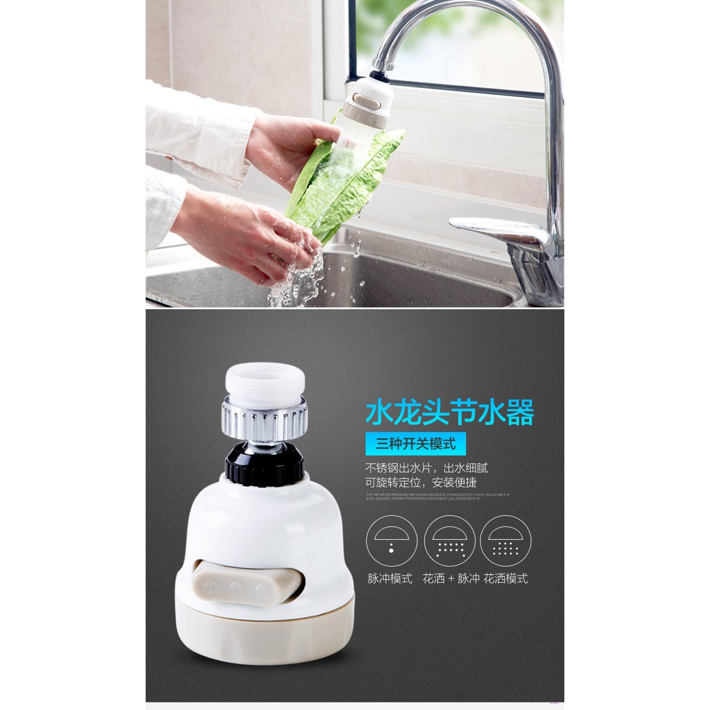 FLEXIBLE Đầu Vòi Lọc Tiết Kiệm Nước Xoay 360 Độ