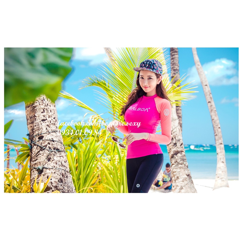 Đồ bơi dài tay Hàn Quốc quần dài hồng cam | BigBuy360 - bigbuy360.vn