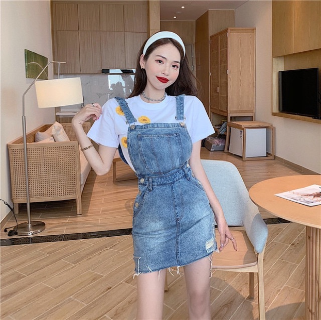 Set Yếm jeans nơ lưng koreastyle | BigBuy360 - bigbuy360.vn