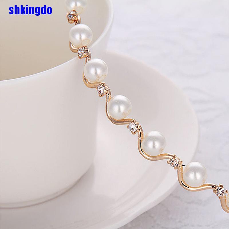 Cài tóc kim loại đính ngọc trai giả màu vàng thời trang cho nữ