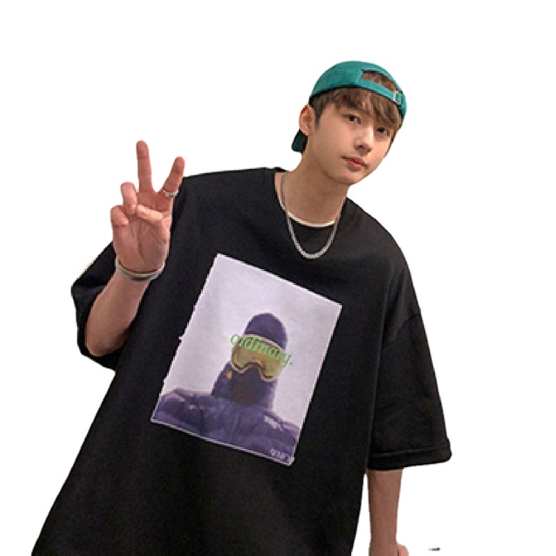 Áo Thun Dáng Rộng In Họa Tiết Hoạt Hình Phong Cách Hip Hop Đường Phố Hàn Quốc Thời Trang Mùa Hè Cho Nam