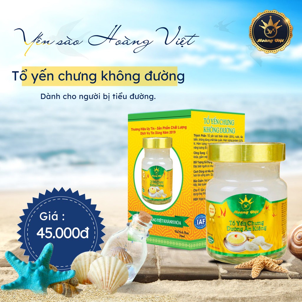 Tổ Yến Chưng Không Đường Yến Sào Hoàng Việt 30% Tổ Yến Tươi Thiên Nhiên Thể Tích 70ML Được Xem Trước Khi Nhận Hàng.