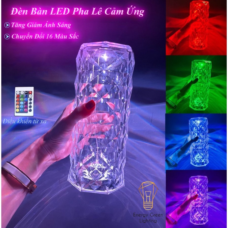 Đèn Bàn Pha Lê Cảm Ứng Energy Green Lighting DB-981 - Chuyển Đổi 16 Màu Sắc - Điều Khiển Từ Xa - Decor Trang Trí