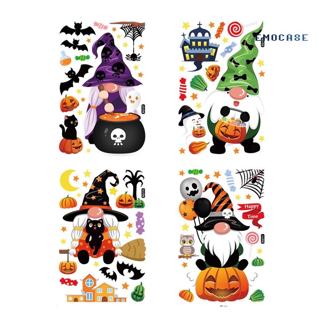Miếng Dán Tĩnh Điện Bằng PVC Chống Nước Trang Trí Halloween Phù Thủy Pumpki