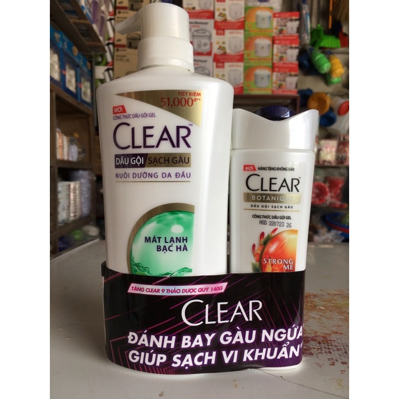 Dầu gội clear bạc hà vòi 630g tặng chai dầu gội-tắm clear men 140g