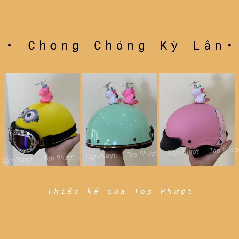 Chong chóng kỳ lân Top Phượt gắn trang trí mũ bảo hiểm siêu cute