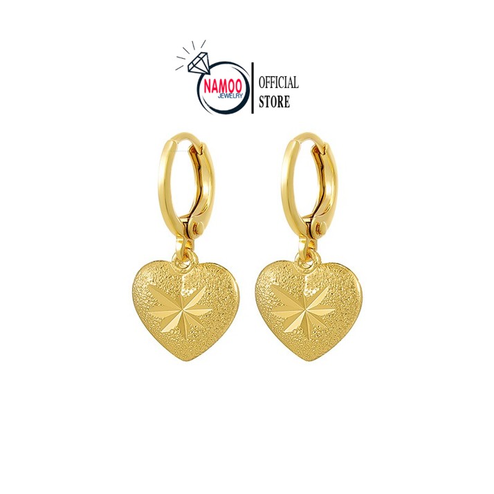 Bông Tai Nữ Hình Trái Tim Mạ Vàng 24k NaMoo Jewelry