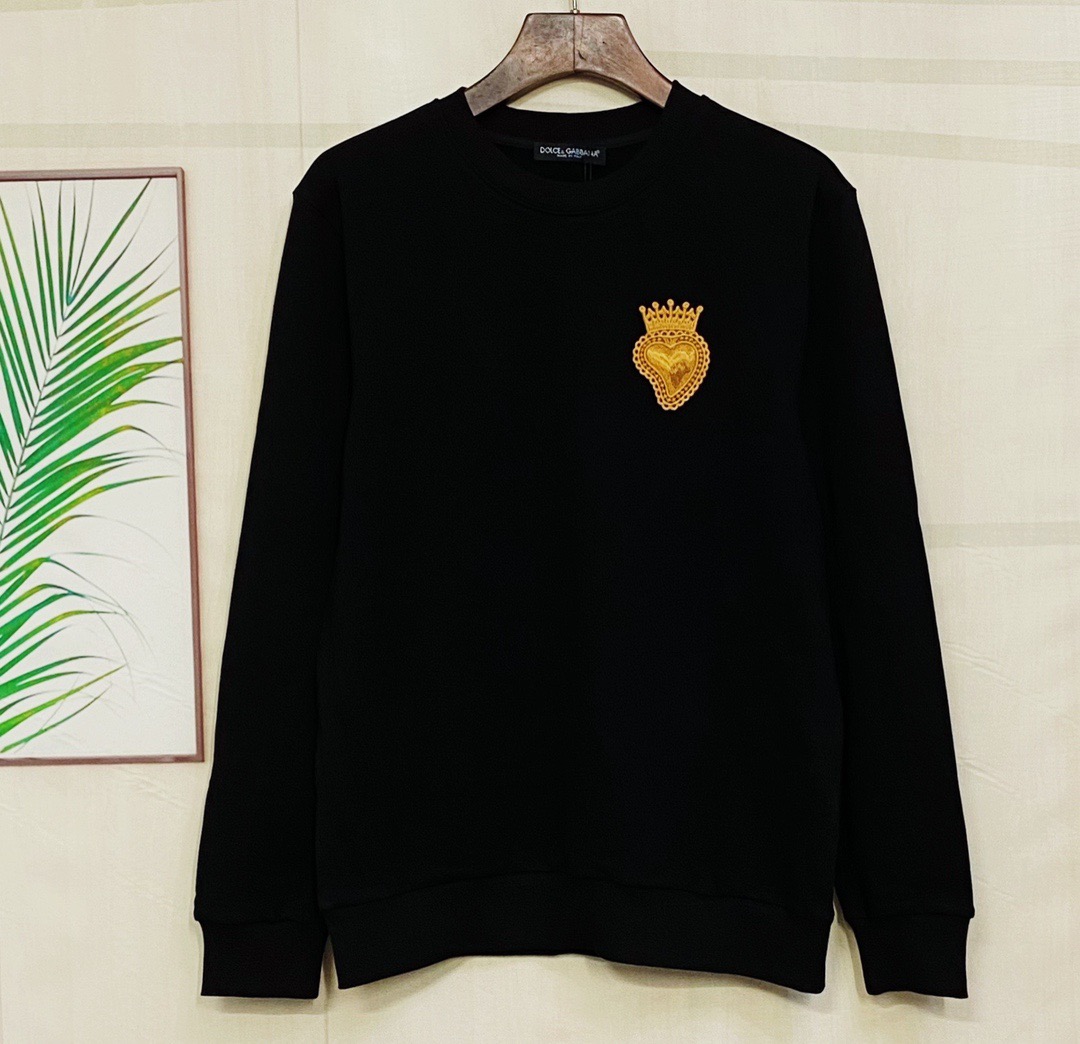 Áo Sweater Tay Dài Cổ Tròn Thêu Hình Trái Tim Và Vương Miện Thời Trang Thu Đông 2020 D0Lce & Gabba