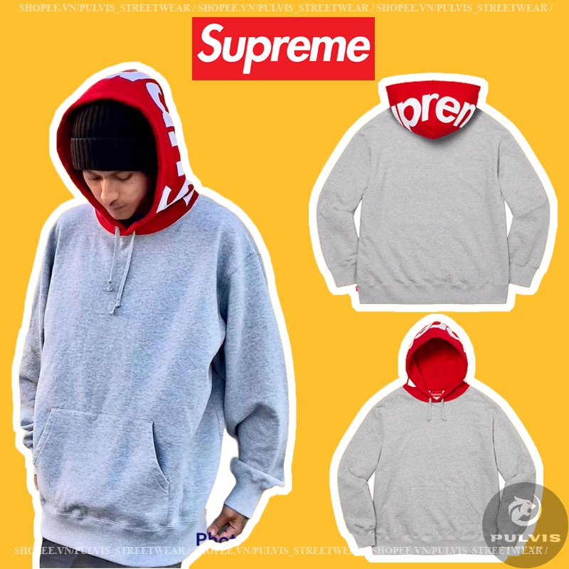 ⚡️[Mirror Quality]- Áo Hoodie S.upreme Contrast Hooded Sweatshirt Heather Grey, Áo hoodie S.UPREME