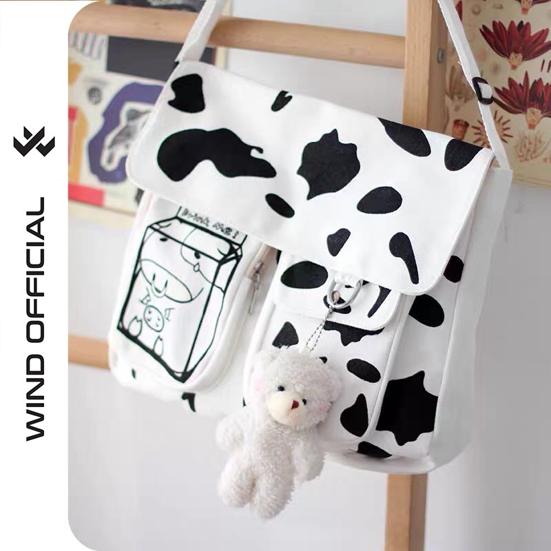 [Mã SKAMA06 giảm 8% tối đa 50K đơn 250K] Túi đeo chéo Wind unisex vái Canvas hoạ tiết Drink Me nam nữ phong cách ulzzang | BigBuy360 - bigbuy360.vn