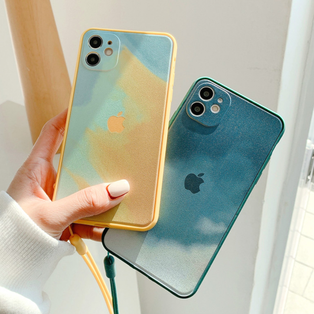 Ốp điện thoại màu loang kèm dây đeo tay cho Iphone 12 11 Pro Max X Xs Max Xr 8 7 Plus