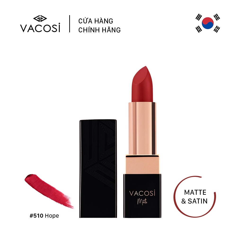 [CHÍNH HÃNG] Son Lì Mịn Môi VACOSI Natural Studio Color Matte Lipstick 3,7g #510 - Hope: Hồng cam