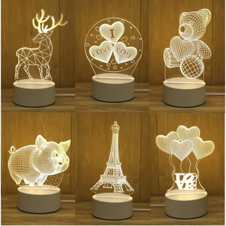 [Ý Nghĩa] Đèn Ngủ 3D Thay Đổi 3 Màu, Nhiều Hình Hoạ. Làm Quà Tặng Ý Nghĩa Cho Bạn Bè, Người Thương, Bé Yêu. BH 3 Tháng