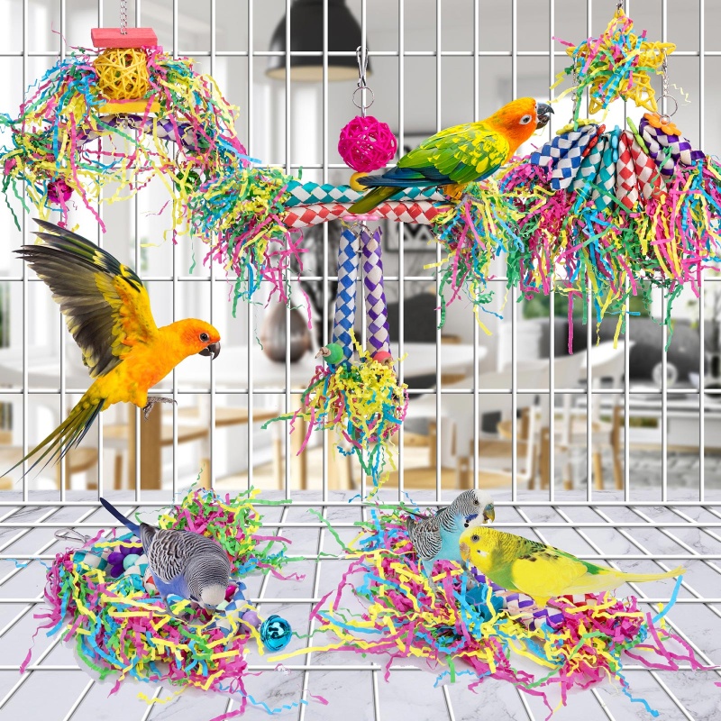 Set 5 Khối Gỗ Đồ Chơi Cho Chim Vẹt