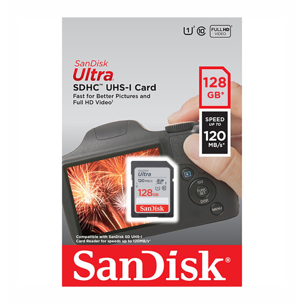 Thẻ Nhớ Máy Ảnh SDHC SanDisk Ultra 128GB 120MB/s - SDSDUN4-128G-GN6IN - Hàng Phân Phối Chính Hãng
