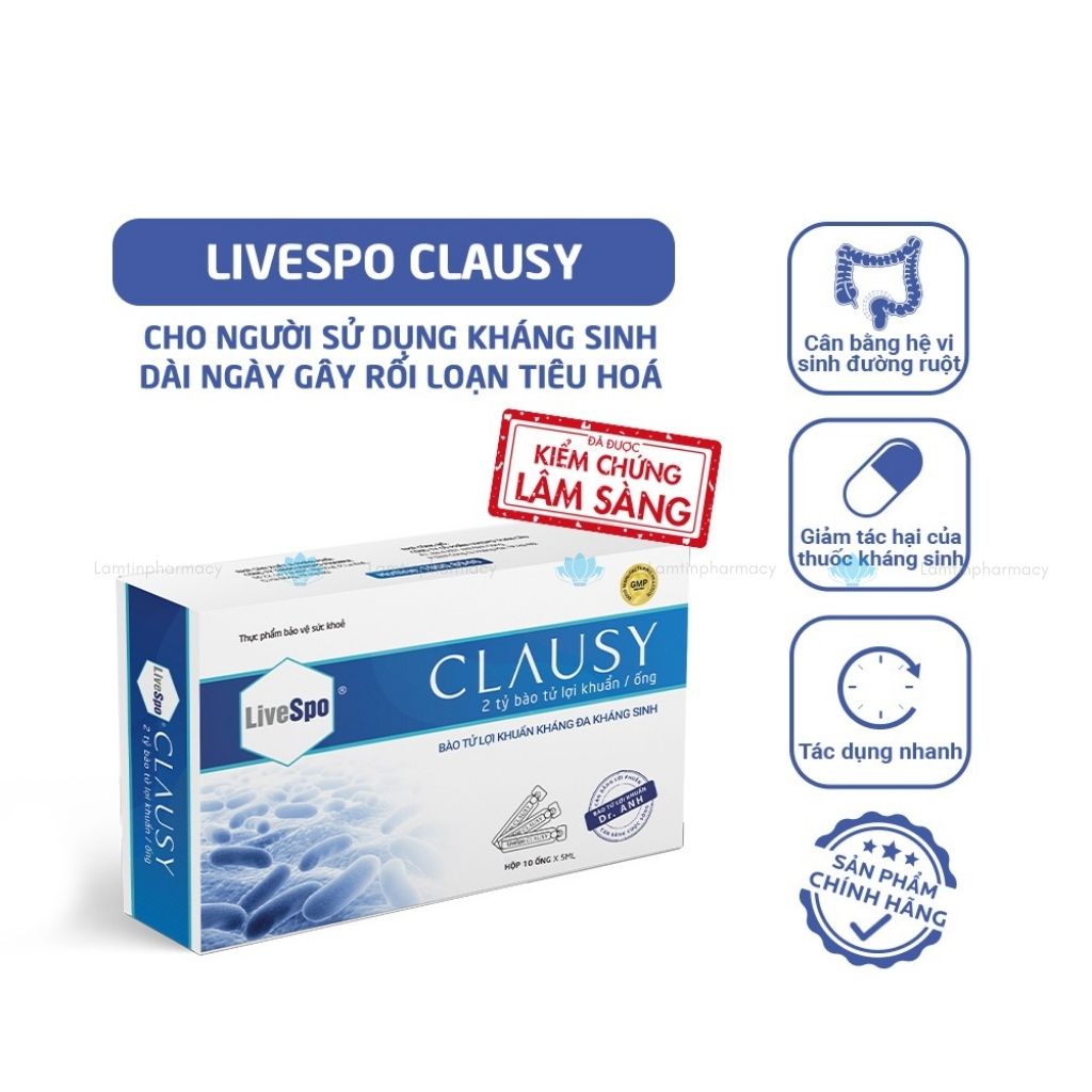 Men Vi Sinh CLAUSY livepro  Hỗ Trợ Tiêu Hoá  Đau Bụng Đầy Hơi Khó Tiêu cho bé ( hộp 10 ống )