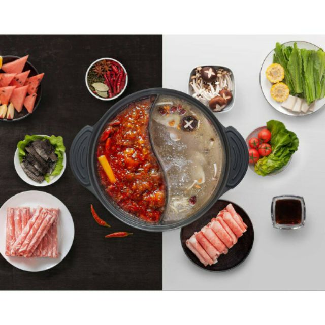 🔝 Nồi lẩu 2 ngăn 2 vị Xiaomi Mijia 4L Induction Cooker hợp kim nhôm , thép Inox 430 không gỉ 💛