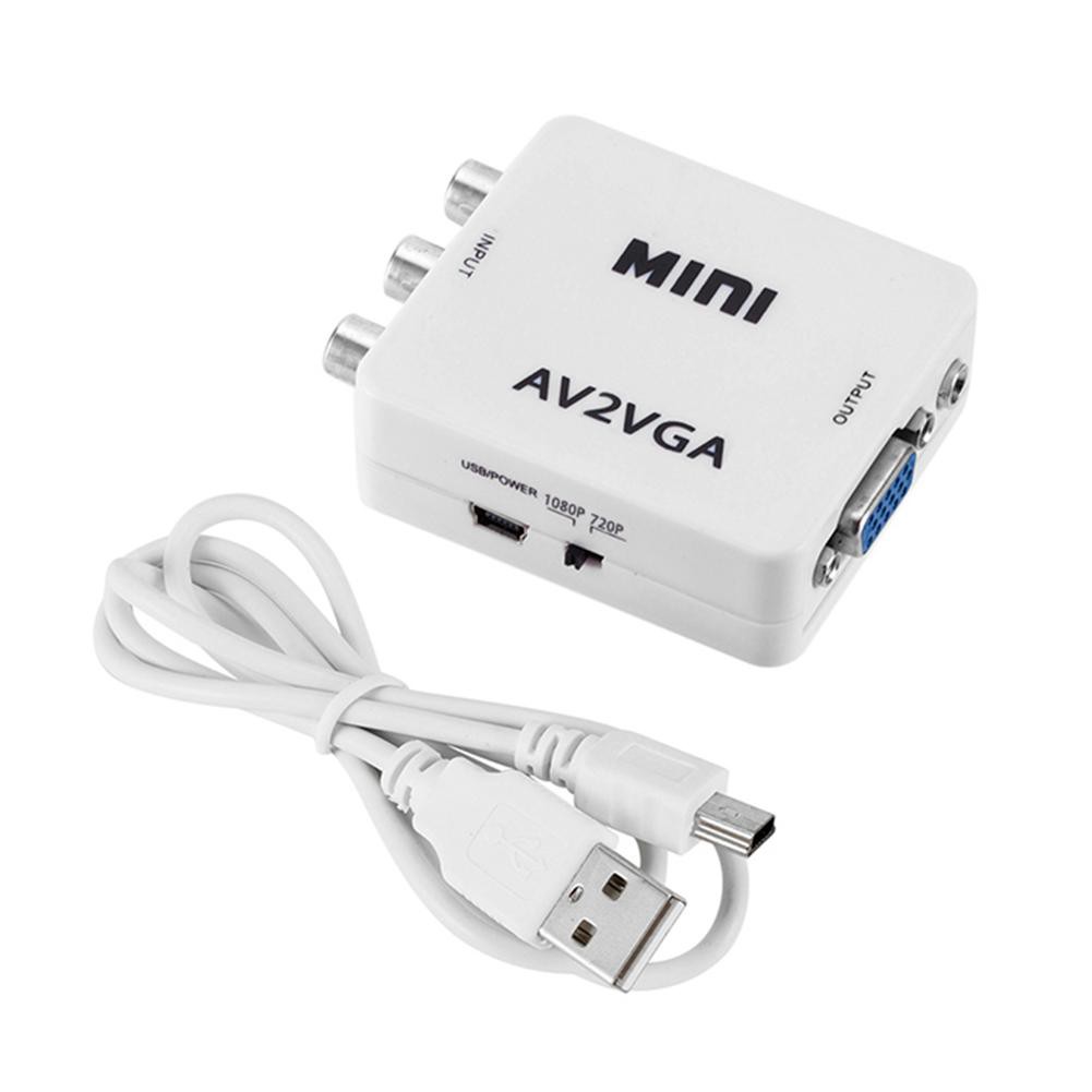 🌟Chất lượng cao nhất🍁Mini HD AV2VGA Video Converter Box AV RCA CVBS to VGA Video HDTV Adapter Home