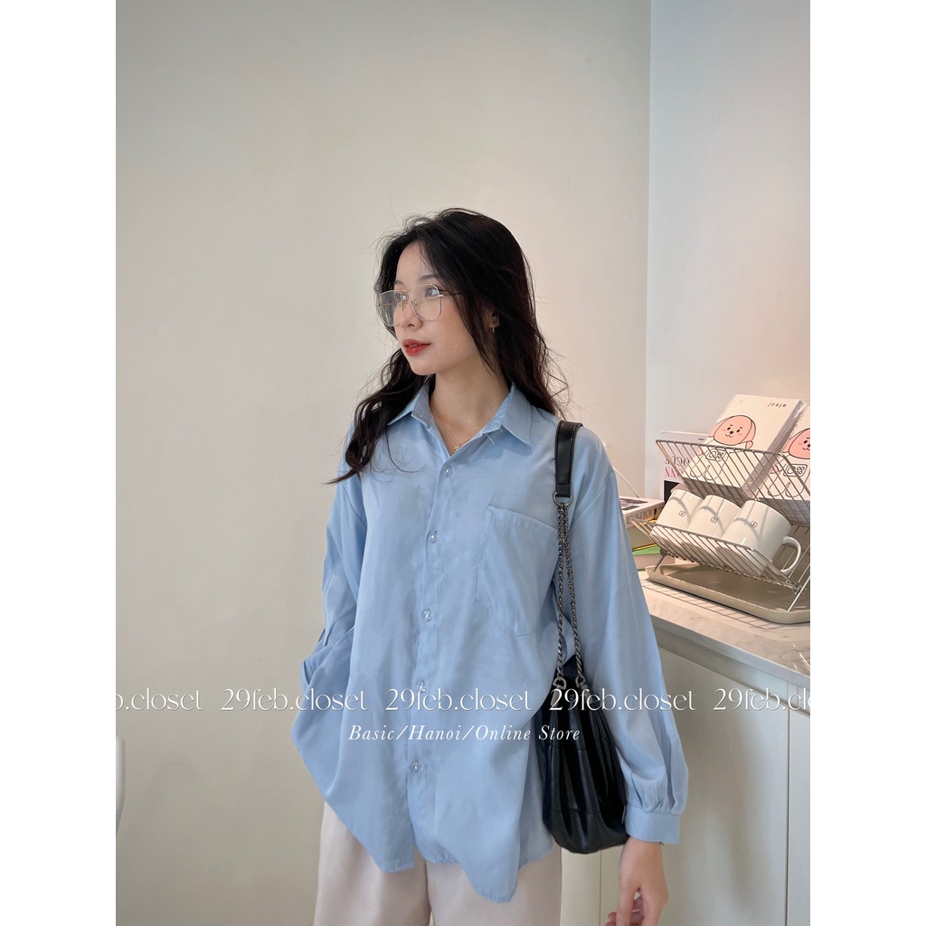 [Ảnh thật/Video] Áo sơ mi lụa hàn oversize tay phồng - 29feb.closet