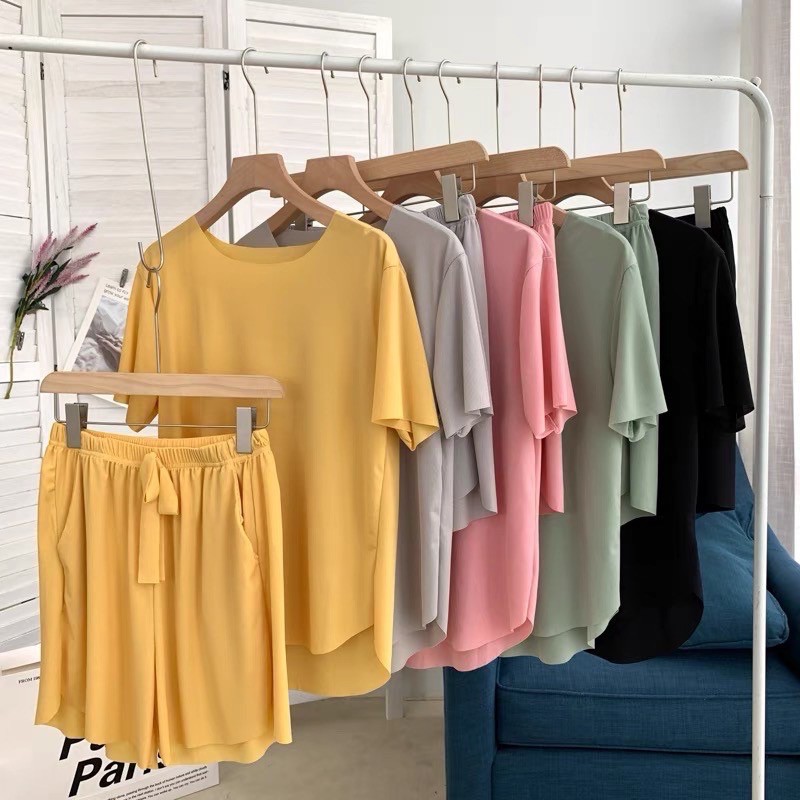 Bộ ở nhà nữ mùa hè 2021 bộ thun lạnh cotton vải đúc su không đường may hàn quốc - shopbelinh | BigBuy360 - bigbuy360.vn