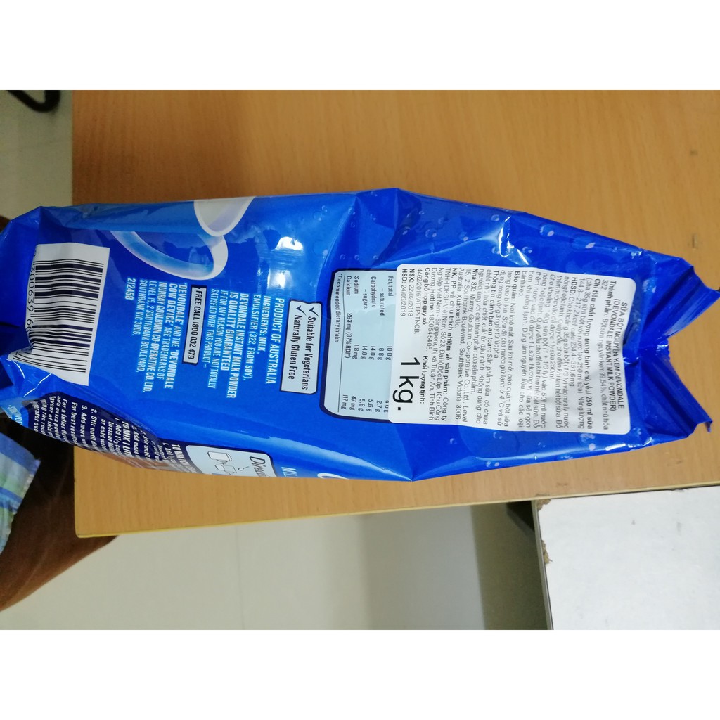 Sữa Tươi Dạng Bột Nguyên Kem Devondale 1kg/Túi Úc