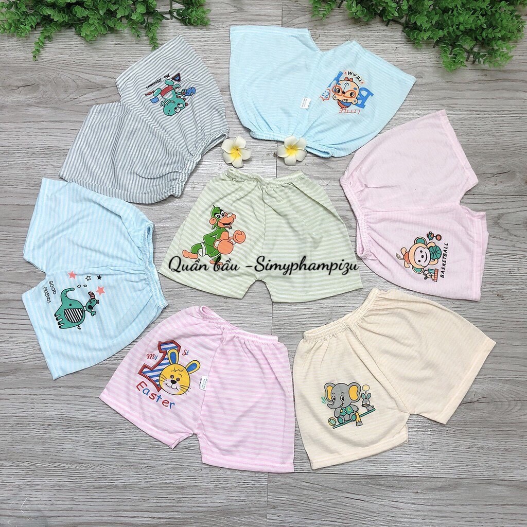 Quần Đùi Cotton mùa hè Kẻ Sọc Họa Tiết Mông Thú Cho Bé trai Bé Gái (Lẻ 1 quần)