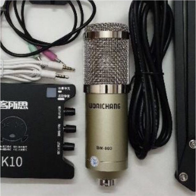 Combo bộ mic BM800, cardlivestream online, XOX K10, chân kẹp bàn, màng lọc, dây livestream