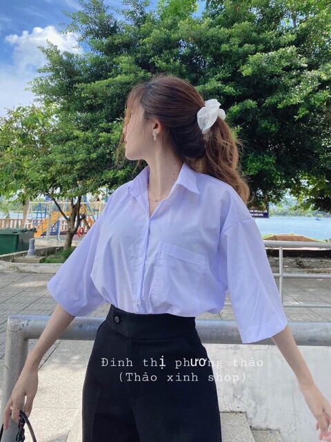 Quần baggy khuy giữa màu đen 01, quần baggy màu đen kiểu dáng học sinh công sở cho nữ