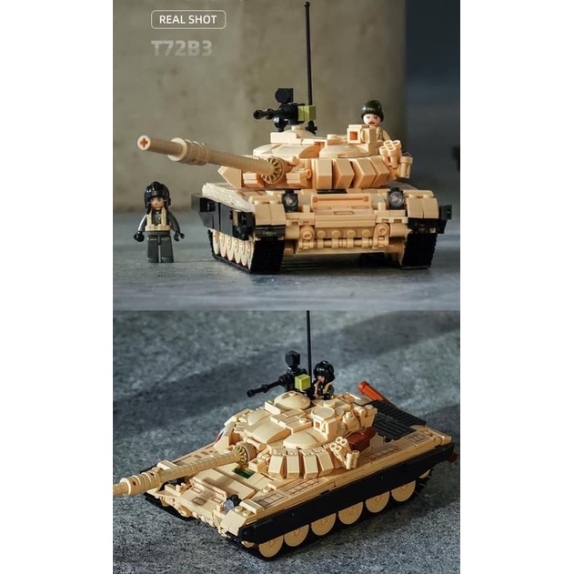 Army Sluban M38 B1011 Bộ đồ chơi lắp ráp Xe Tank 2 trong 1 T-72B3 và T-72M1 của quân đội Nga xếp hình thông minh 770 pcs
