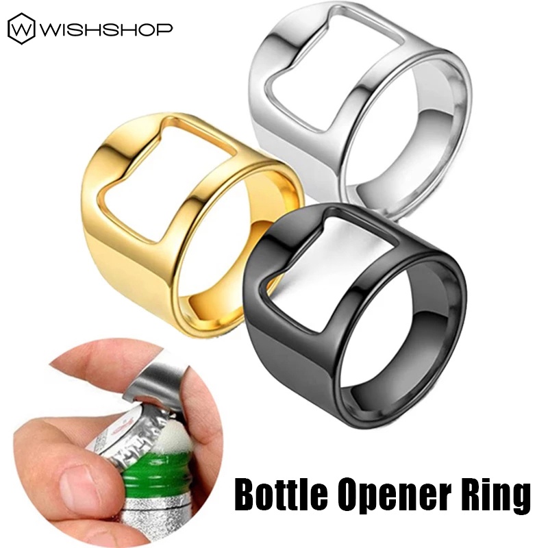 1 Nhẫn Mở Nắp Chai Bằng Thép Không Gỉ Thiết Kế Sáng Tạo