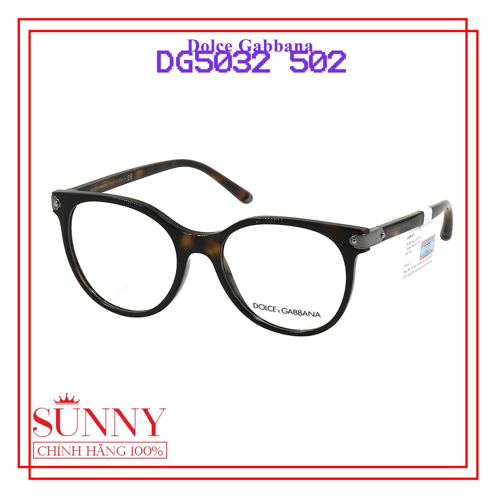 Gọng kính nam nữ chính hãng Dolce &amp; Gabbana DG5032 màu sắc thời trang, thiết kế dễ đeo bảo vệ mắt