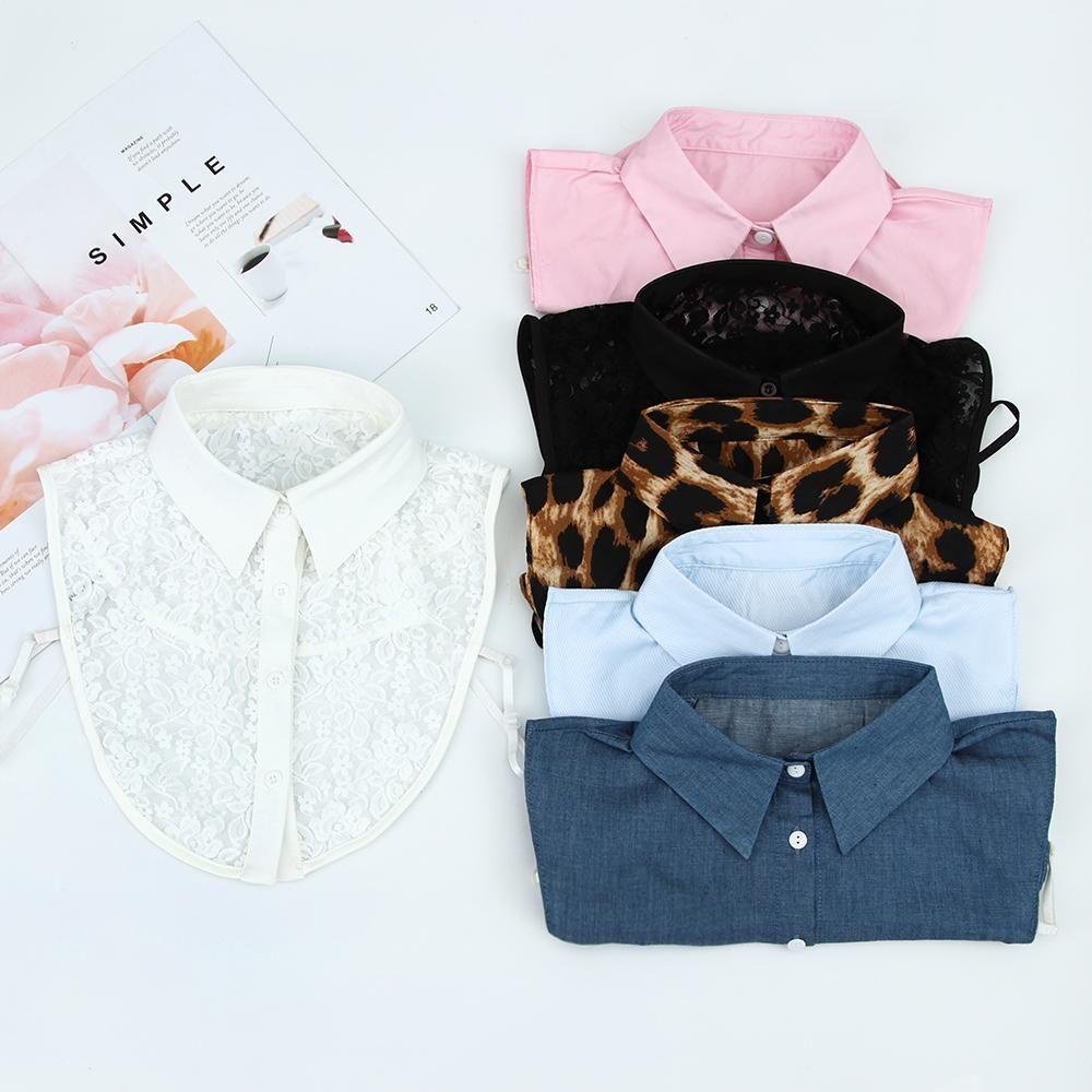 Cổ Áo Sơ Mi Giả Họa Tiết Da Báo Màu Trắng / Đen Thời Trang 1 Cái Cho Nam Và Nữ