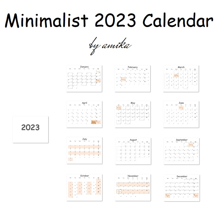 Lịch năm 2023 có âm lịch -MINIMALIST CALENDAR BY amika - Giá vẽ gỗ mini trang trí bàn học