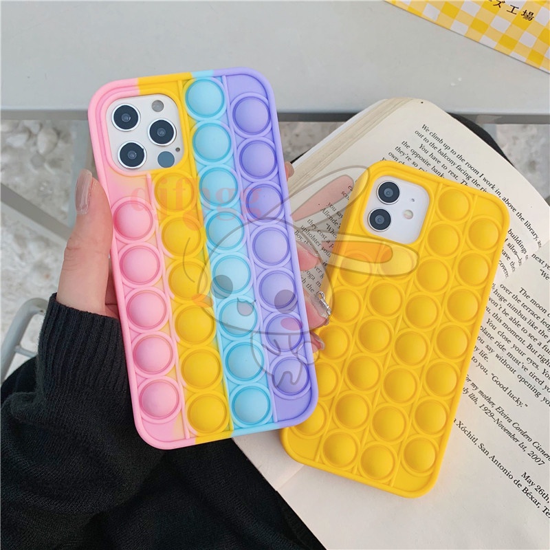 Ốp điện thoại kết hợp đồ chơi POP It FoxMind dành cho Giảm Căng Thẳng Hiệu Quả ​iPhone 12 Mini 11 Pro 7 8 6 6s Plus X XS Max XR SE2 SE 2020