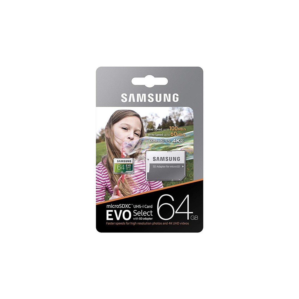 Thẻ nhớ microSD Samsung EVO Select Class 10 UHS-1 U3 64/128/256 GB | BigBuy360 - bigbuy360.vn