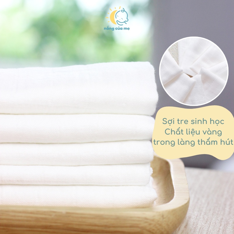 Khăn Sữa Sợi Tre Chính Hãng Mẹ Nắng thấm hút rất tốt, càng giặt càng mềm _KHANTRON
