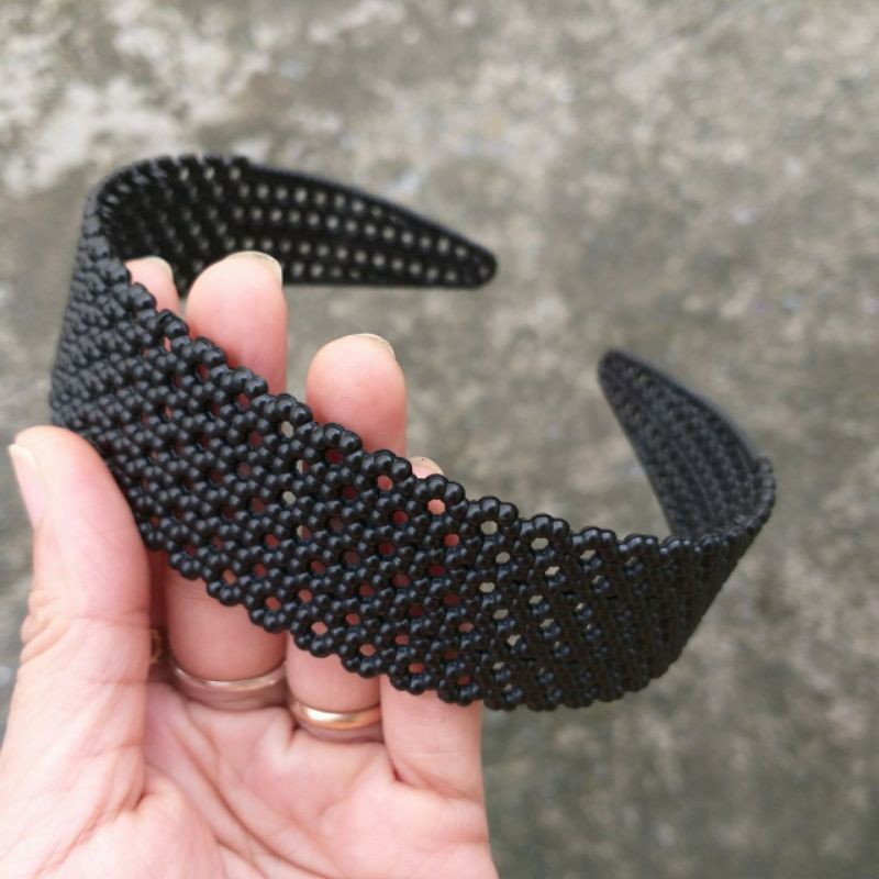 Bờm cài mai lưới màu đen nhám bản 3cm(Ảnh thật)