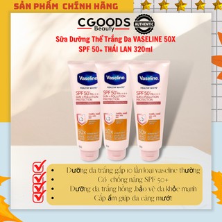 Sữa dưỡng thể trắng da vaseline 50x spf 50+ thái lan 320ml