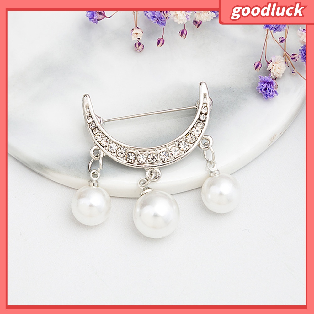 Set 2 Ghim Cài Áo Hình Bán Nguyệt Đính Ngọc Trai Giả Thời Trang Cho Nữ