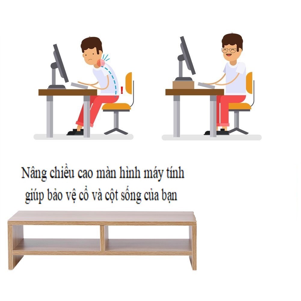 Kệ gỗ decor đặt bàn nâng màn hình máy tính. Kệ gỗ nhiều chức năng để sách vở | BigBuy360 - bigbuy360.vn