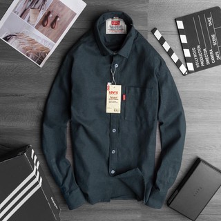 Sơ mi nam Lvs LEVIS xanh lính đậm tay dài oxford - VNXK sang EU - Đỉnh Cao Thời Trang