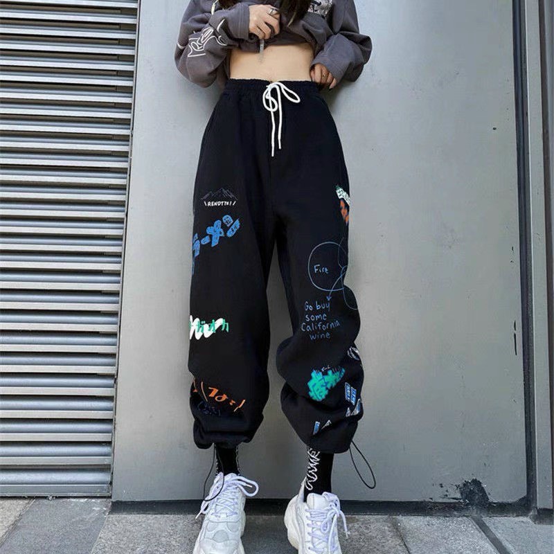 Quần jogger, Quần dài ống rộng có dây rút bo gấu chất vải da cá cao cấp in họa tiết siu đẹp