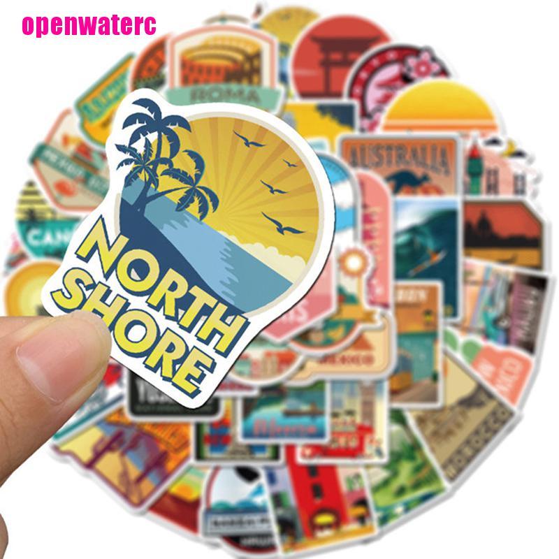 Bộ 50 Miếng Dán Vali Du Lịch Chống Thấm Nước Họa Tiết Hoạt Hình Graffiti