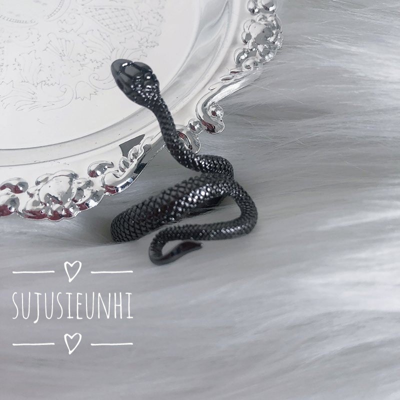 (3 mẫu) Nhẫn unisex hình rắn đen cá tính( điều chỉnh được cỡ khi đeo)