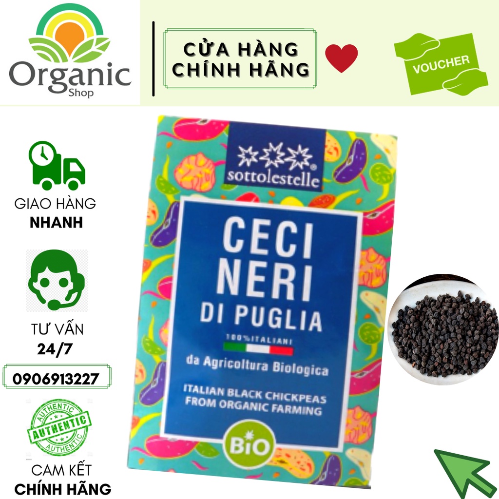 Đậu Gà Đen Hữu Cơ Sotto 400g Organic Black Chickpeas