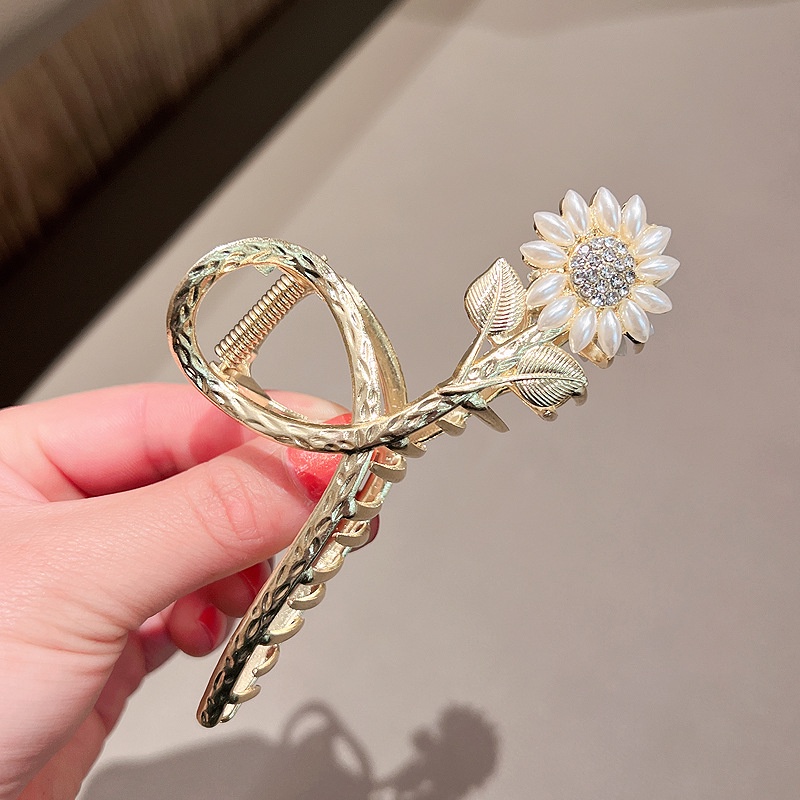 Kẹp tóc AISHG bằng kim loại hình hoa hướng dương cỡ lớn thời trang cho nữ