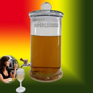 Bình ngâm rượu thủy tinh trụ trơn 10 lít có vòi