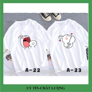 Áo thun đôi cộc tay thỏ gặm vải đẹp hình in rõ nét.Áo đôi nam nữ tình yêu đẹp giá rẻ.TT05